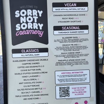 Sorry Not Sorry Creamery - Menu - Ice Cream & Frozen Yogurt Near Me - Long Beach, California Sorry Not Sorry Creamery - Menu - Ice Cream & Frozen Yogurt Near Me - Long Beach, California