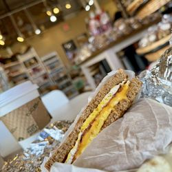 Great Harvest Bread Co - Bacon, Egg & Cheese sandwich on Honey Whole Wheat
