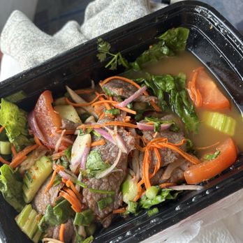 Bahn Thai - Yum Nuea's portion size was NOT it. Almost 1/3 of the container not filled. - Thai Near Me - San Diego, California