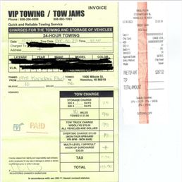 Towing invoice/receipt from Masil Pocha Towing invoice/receipt from Masil Pocha