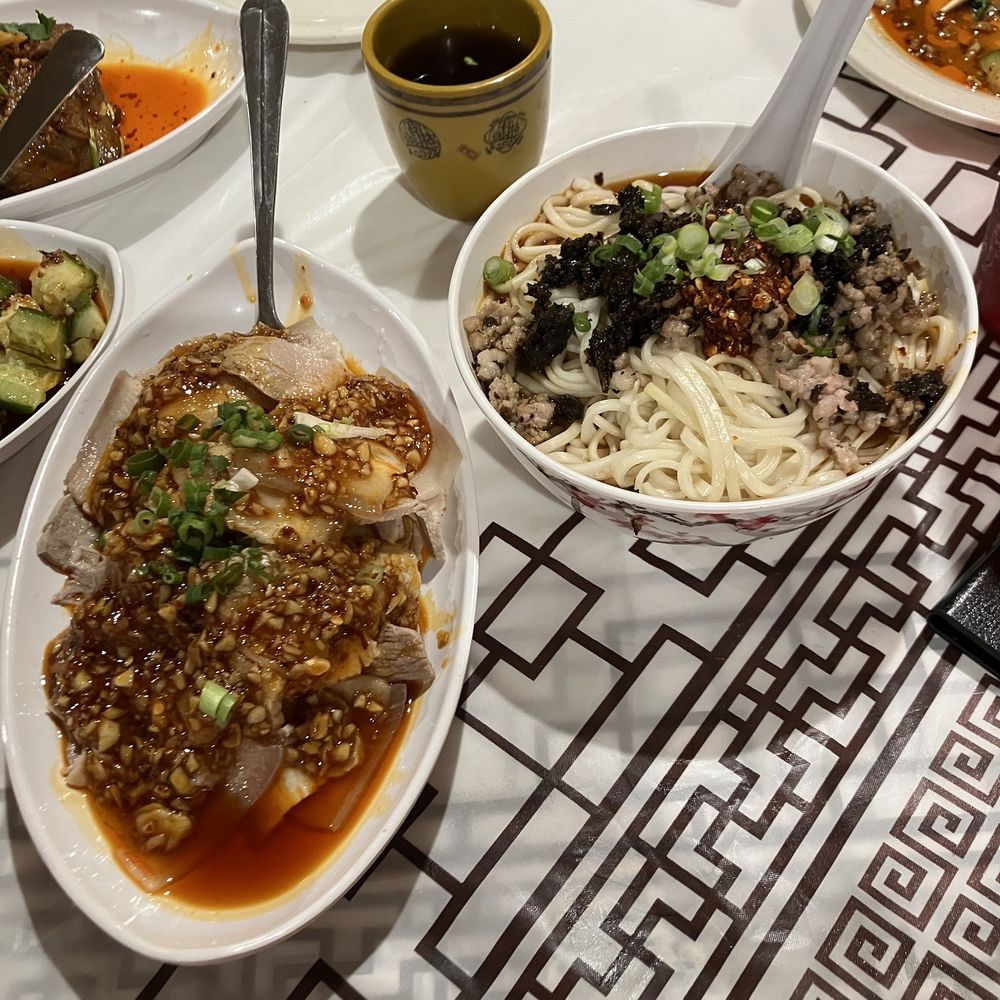Sichuan House - Dan Dan noodles and sliced pork belly in garlic sauce - Chinese Near Me - Louisville, Kentucky