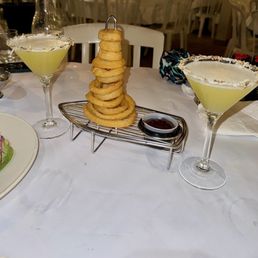 Onion ring tower and 2 flynn-tini's Onion ring tower and 2 flynn-tini's
