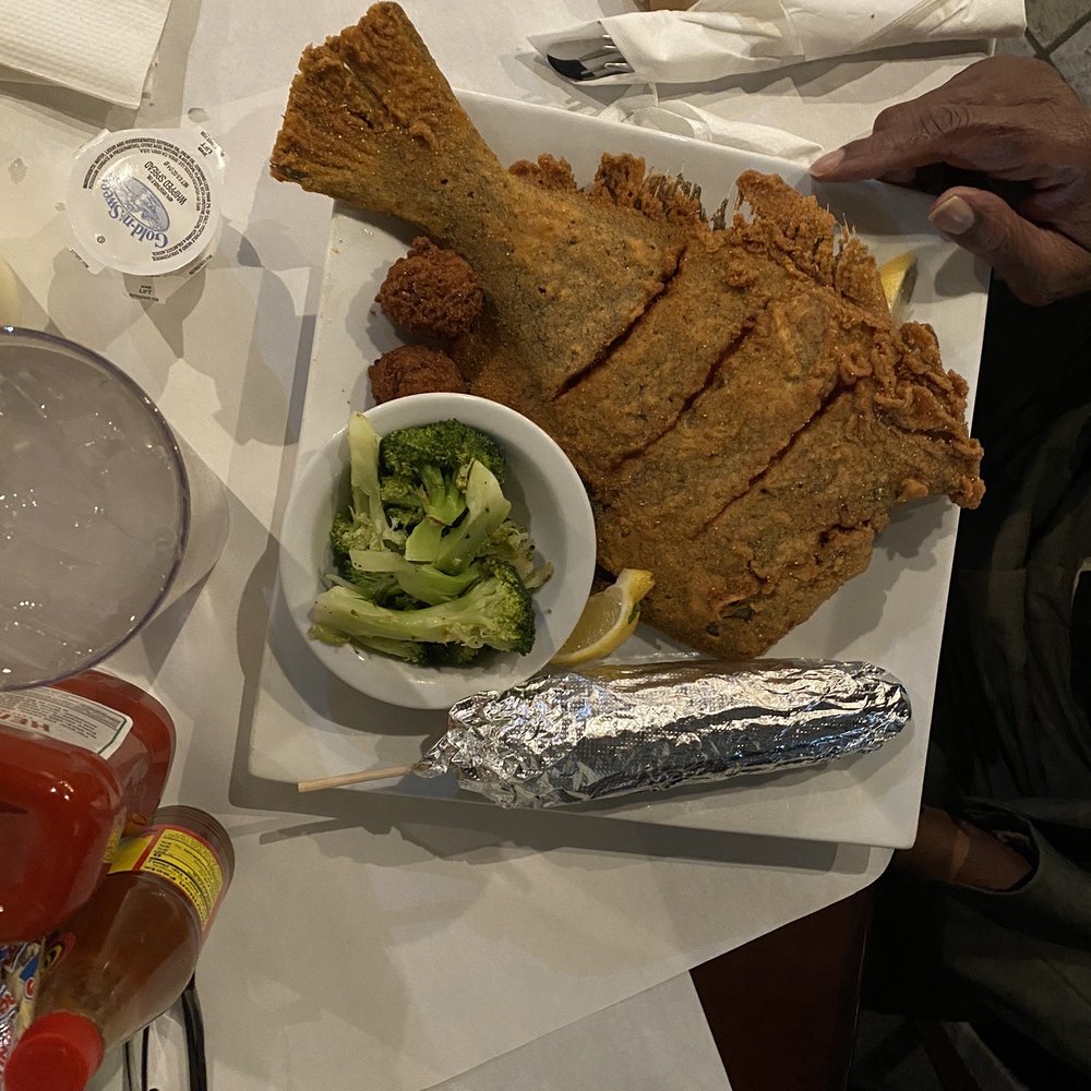 The Fish Market Restaurant - Fried flounder, corn, broccoli - Seafood Near Me - Hoover, Alabama The Fish Market Restaurant - Fried flounder, corn, broccoli - Seafood Near Me - Hoover, Alabama