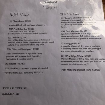 Parker-Binns Vineyard - Wine tasting menu - Wineries Near Me - Mill Spring, North Carolina