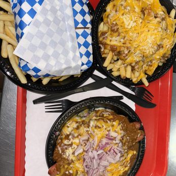Legends Burgers - Chili dog! Chili cheese fries and a grilled cheese! - Burgers Near Me - Upland, California