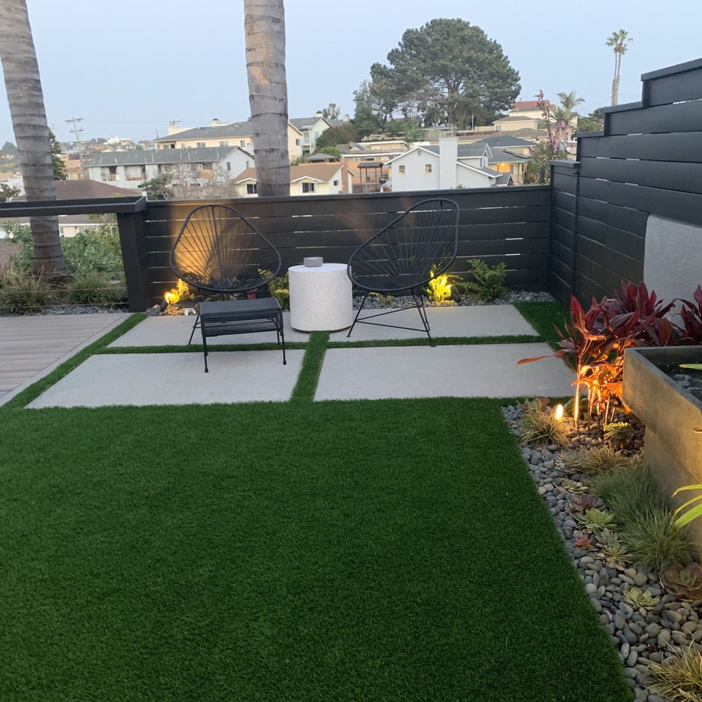 Smart Landscape - **AFTER** Lounge area by the water feature, new fence - Landscaping Near Me - San Diego, California Smart Landscape - **AFTER** Lounge area by the water feature, new fence - Landscaping Near Me - San Diego, California