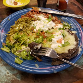 The Range Cafe - Cheese enchiladas on blue corn tortilla,  rice with tomatillos and beans. - Breakfast & Brunch Near Me - Los Lunas, New Mexico