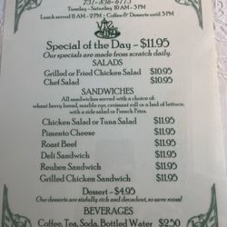 Charlene's Collectibles - the menu