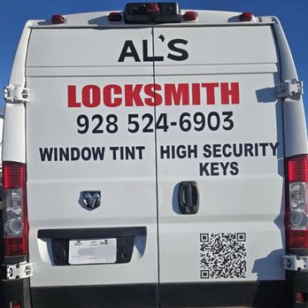 Al's Locksmith & Sons - Note: the qr code on the van.
Same AL's Locksmith & Son's now Aka with the LLC as well. - Keys & Locksmiths Near Me - Holbrook, Arizona Al's Locksmith & Sons - Note: the qr code on the van.
Same AL's Locksmith & Son's now Aka with the LLC as well. - Keys & Locksmiths Near Me - Holbrook, Arizona
