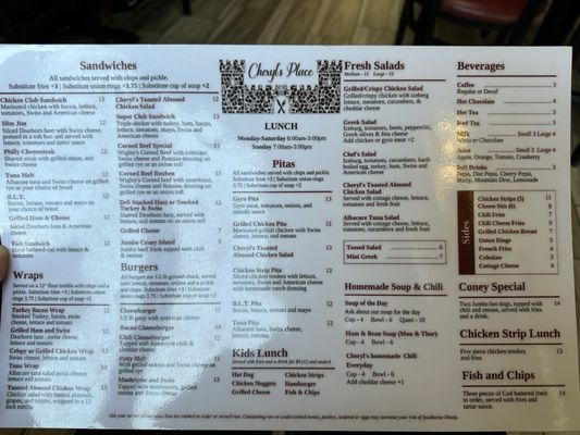 Menu photo 2 Cheryl's Place Brighton, MI