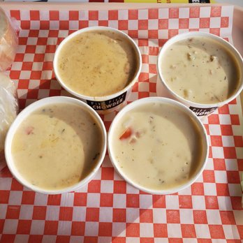 Pike Place Chowder - Pacific Place - Chowder sampler New england Chef's choice Crab Oyster and chorizo Seared scallop - Seafood Near Me - Seattle, Washington Pike Place Chowder - Pacific Place - Chowder sampler New england Chef's choice Crab Oyster and chorizo Seared scallop - Seafood Near Me - Seattle, Washington