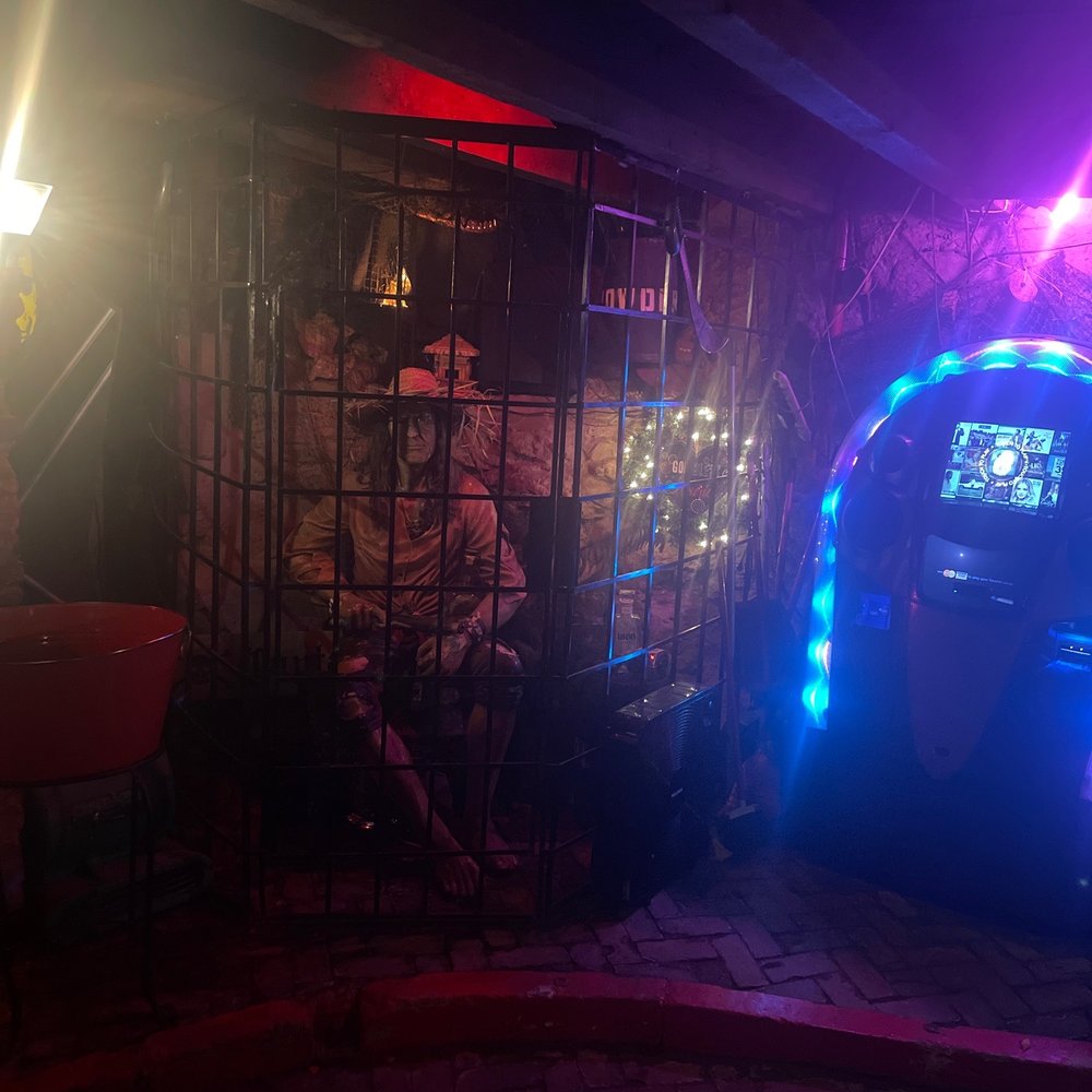 Captain Kidds Inn - a man sitting in a cage - Bars Near Me - Catskill, New York