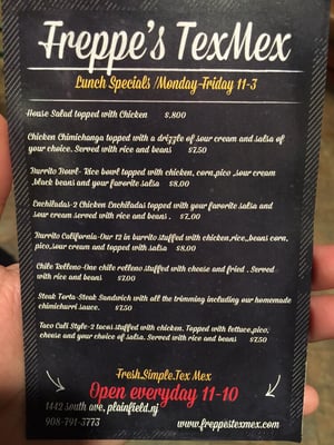 Menu photo 2 Freppe's Tex Mex Plainfield, NJ