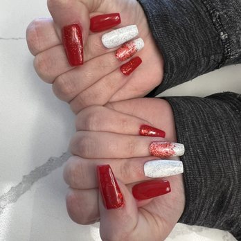 Lotus Nail Bar - Coffin shape with glitter gel. Beautifully done!! - Nail Salons Near Me - Hesperia, California