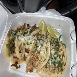 Trompo and chicken tacos