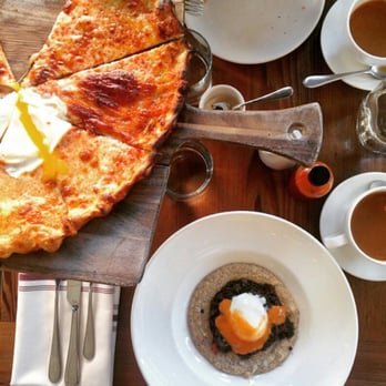 Gather - Beluga lentils on polenta with added egg; Fontinella pizza with egg - New American Near Me - Berkeley, California Gather - Beluga lentils on polenta with added egg; Fontinella pizza with egg - New American Near Me - Berkeley, California