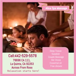 La Quinta Alice Spa Massage - What better way to give that gift than share that gift in our inviting Couples Massage Rooms...