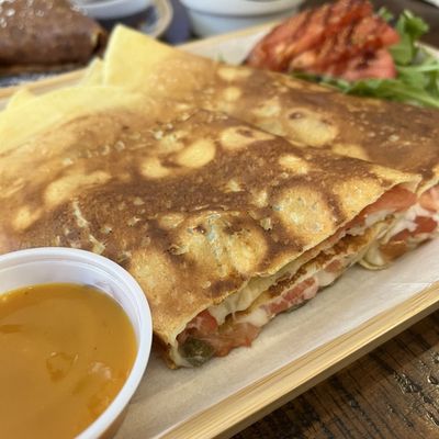 Black Milk Coffee and Crepe by null