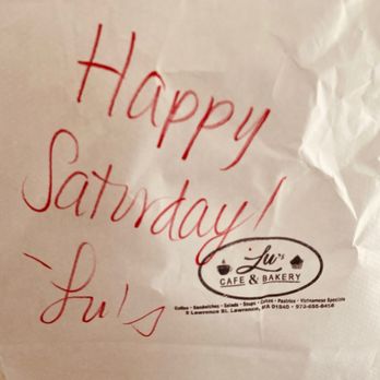 Lu's Cafe & Bakery - Lovely message on our bag! - Bakeries Near Me - Lawrence, Massachusetts