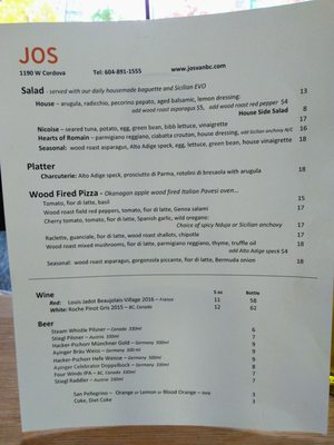 Menu photo 4 JOSS Vancouver, BC Menu photo 4 JOSS Vancouver, BC