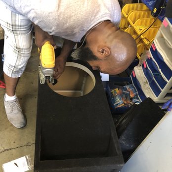 Arden Audio - Damion trimming the opening for a custom fit. Nice! - Car Stereo Installation Near Me - Sacramento, California