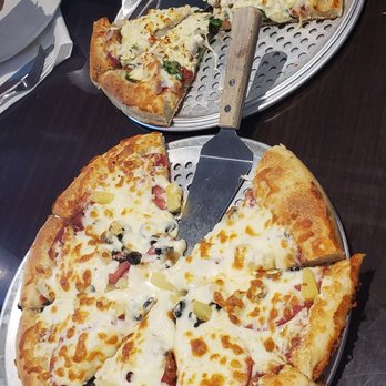 The Little Creek Grill - Chicken pizza with feta, onions and spinach  Meat lovers pizza - Greek Near Me - Princeton, British Columbia