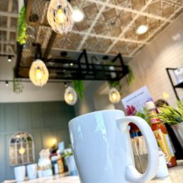 Morning coffee at the bar.
