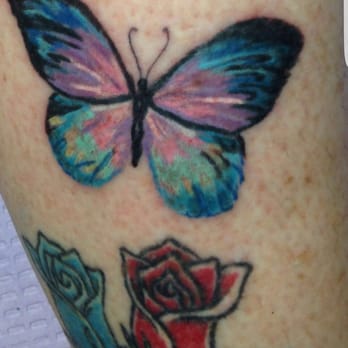 Deep Image Body Art - My butterfly is a great addition to my leg! Thanks Mike - Tattoo Near Me - South Lyon, Michigan