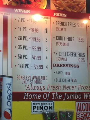 Menu photo 4 Wings Gone Wild Albuquerque, NM