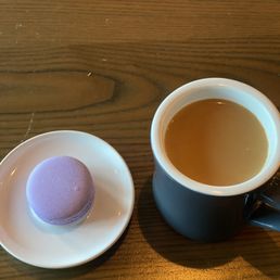House drip coffee and a macaroons House drip coffee and a macaroons