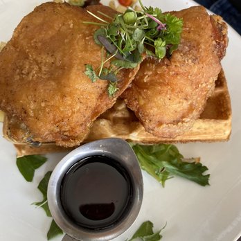 The Olive Restobar - Chicken & waffles wow sooooo crispy, so delish !! - Mediterranean Near Me - Downey, California