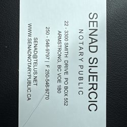 Senad Sijercic Notary Public - Business card