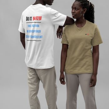 Do It Now Original - DO IT NOW Original - White and Olive T-shirts - Customized Merchandise Near Me