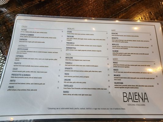 Menu photo 2 Balena Indianapolis, IN
