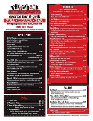 Menu photo 1 Throwback Thursdays Dunn, NC