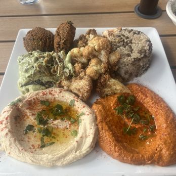 Nicholas Restaurant - Lebanese Salad (falafel, hummus, cauliflower, grilled onions/tahini, majadra) - Mediterranean Near Me - Portland, Oregon Nicholas Restaurant - Lebanese Salad (falafel, hummus, cauliflower, grilled onions/tahini, majadra) - Mediterranean Near Me - Portland, Oregon