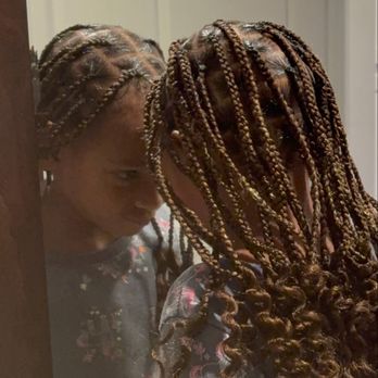Braids with Viktorija - Back to school medium size box braids with curls - Hair Stylists Near Me Braids with Viktorija - Back to school medium size box braids with curls - Hair Stylists Near Me
