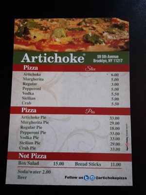 Menu photo 6 Artichoke Basille's Pizza Brooklyn, NY Menu photo 6 Artichoke Basille's Pizza Brooklyn, NY