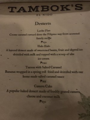 Menu photo 2 Tambok's El Nido El Nido, PLW Menu photo 2 Tambok's El Nido El Nido, PLW
