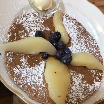 La Note - Lemon Gingerbread Pancakes and Poached Pears - French Near Me - Berkeley, California La Note - Lemon Gingerbread Pancakes and Poached Pears - French Near Me - Berkeley, California