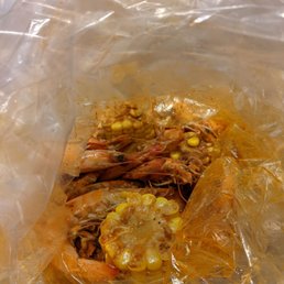 Pound of shrimp with corn, in medium spicy Mad Sauce. So freaking good. Pound of shrimp with corn, in medium spicy Mad Sauce. So freaking good.