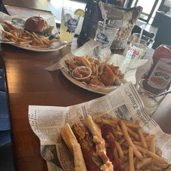 Tony D's - Maxwell polish,  best shrimp ever, ridiculously good burgers and Deep Eddy's Saturday ($1 wings to go lol)
