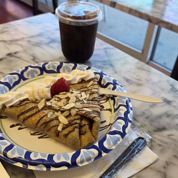 Crepe Corner Cafe - Classic Crepe with regular cold brew - Creperies Near Me - Hawthorne, California