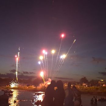 Volente Beach Water Park - View of July 3 fireworks from the beach. - Water Parks Near Me - Leander, Texas