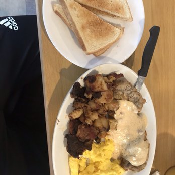 The Corner Cafe - Country fried steak, scrambled eggs, homefries, toast. - American Near Me - Lowell, Massachusetts