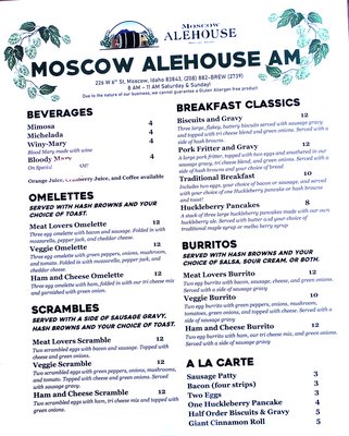 Menu photo 1 Moscow Alehouse Moscow, ID Menu photo 1 Moscow Alehouse Moscow, ID