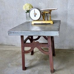 Scott Landon Antiques - 1890s Cast Iron Butcher's Table from B.A. Stevens