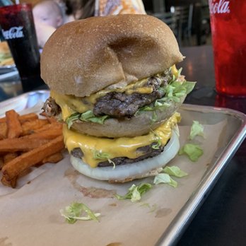 Urban Stack - The Big Mike Burger with Side of Sweet Potato Fries - Burgers Near Me - Chattanooga, Tennessee Urban Stack - The Big Mike Burger with Side of Sweet Potato Fries - Burgers Near Me - Chattanooga, Tennessee