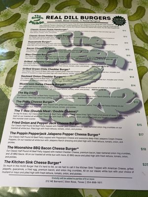 Menu photo 2 Green Pickle Grill Glen Rose, TX