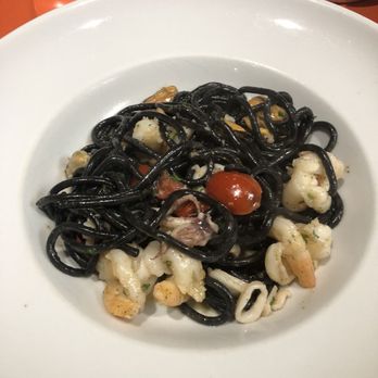 Dal Grano - Black ink spaghetti with seafood in white wine sauce - Pasta Shops Near Me - McLean, Virginia Dal Grano - Black ink spaghetti with seafood in white wine sauce - Pasta Shops Near Me - McLean, Virginia